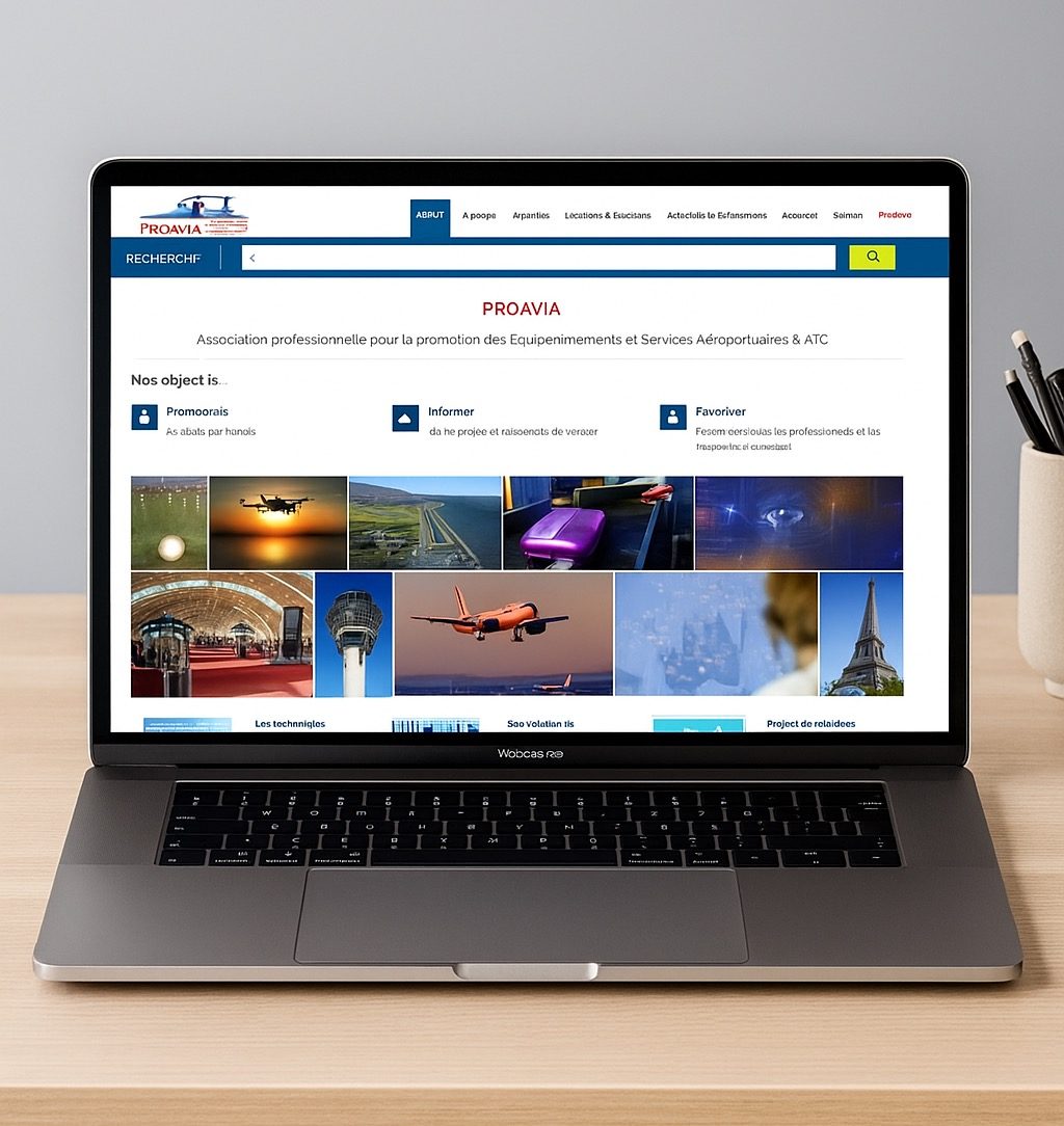Le site Proavia sur un ordinateur portable